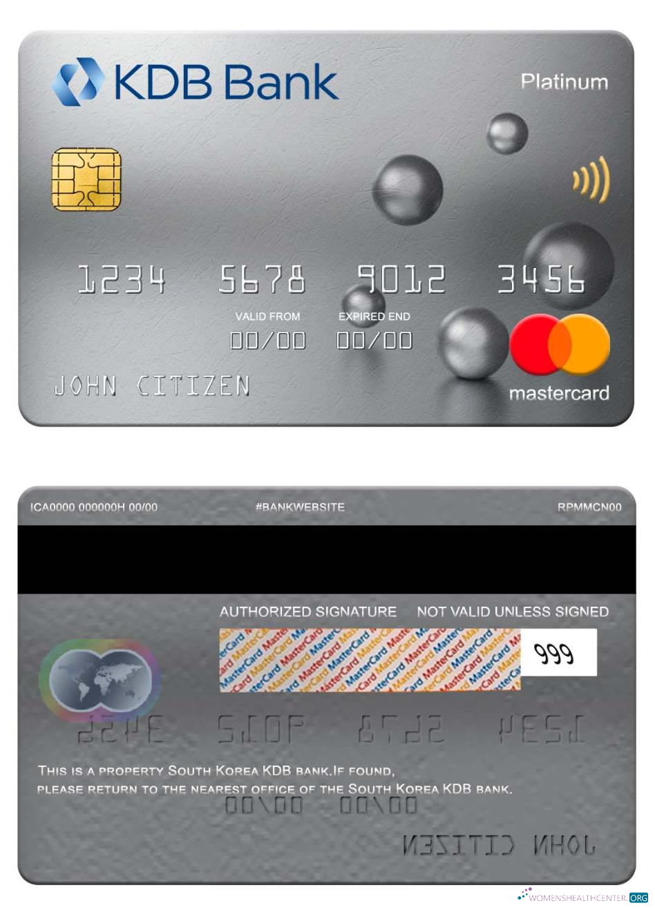 Download South Korea KDB bank mastercard platinum Photoshop template
